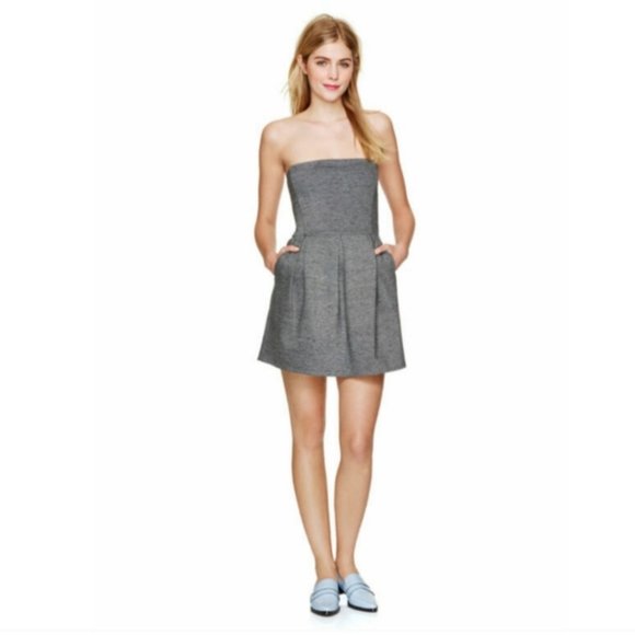 Aritzia Wilfred Harmonie Pleated Strapless Structured Mini Dress Size 6 - Picture 3 of 12